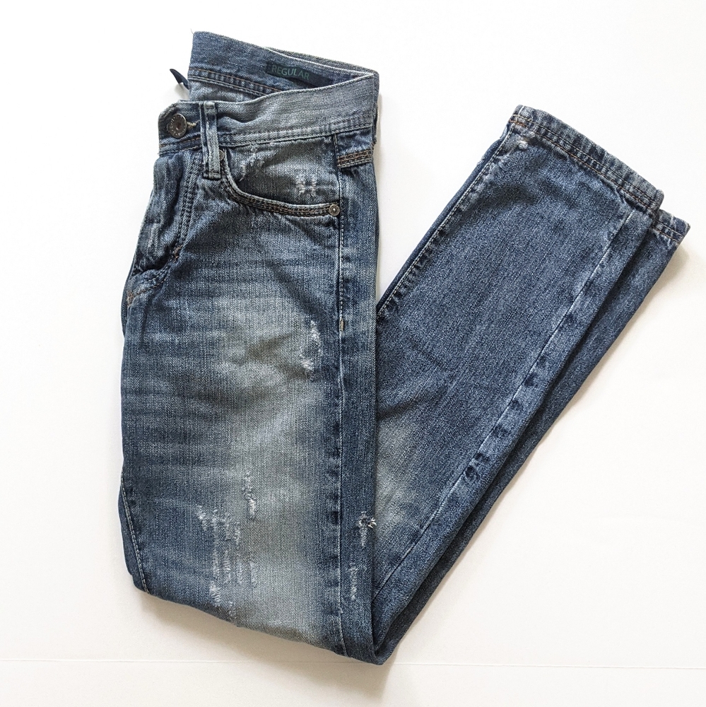 Benetton Regular Distressed Blue Jeans